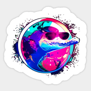 Vaporwave space gator - Swamping up a psychedelic storm Sticker